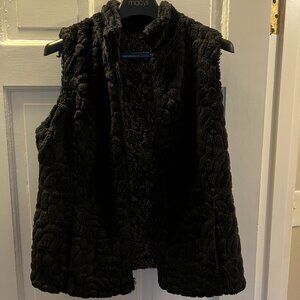 Ethyl Black Fake Fur Vest - Size S